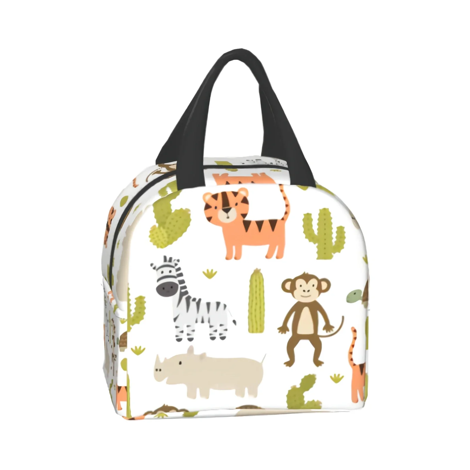 

Tiger Monkey Zebra Abstract Dog Cat Insulated Lunch Bag for Women Men Cute Forest Animal Pattern Small Lunch Box