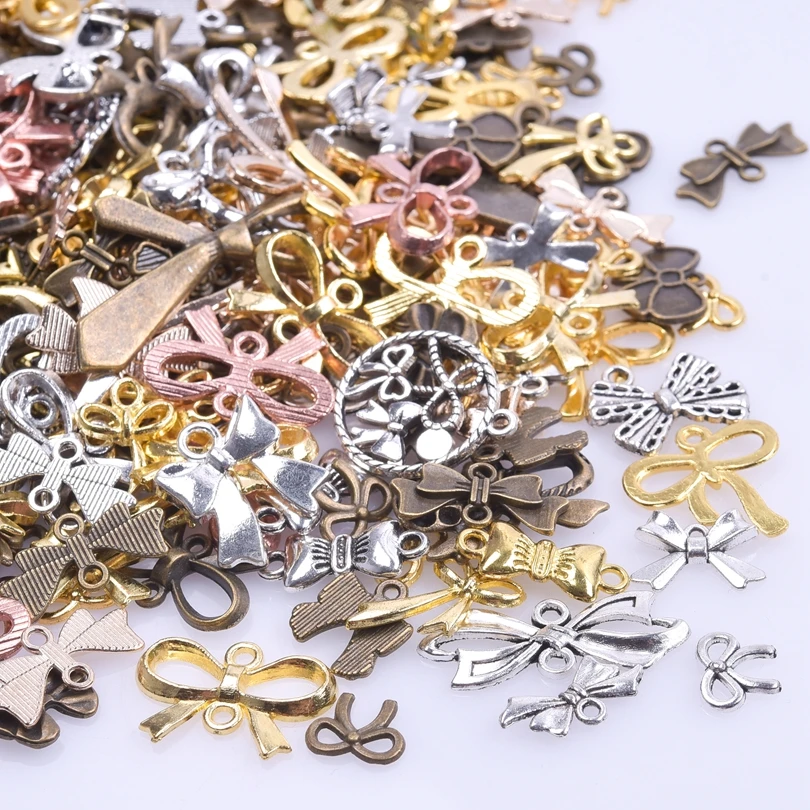 20/30pcs Mixed Bow Charms Bowknot Antique Bronze Color Charms