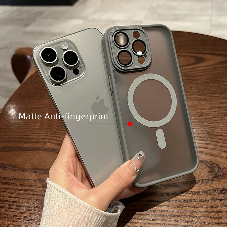 

Ultra Senior Matte Titanium Ash Translucent Magnetic Wireless Charge Cover Phone Case For iPhone 15 14 Plus 13 12 11 Pro Max