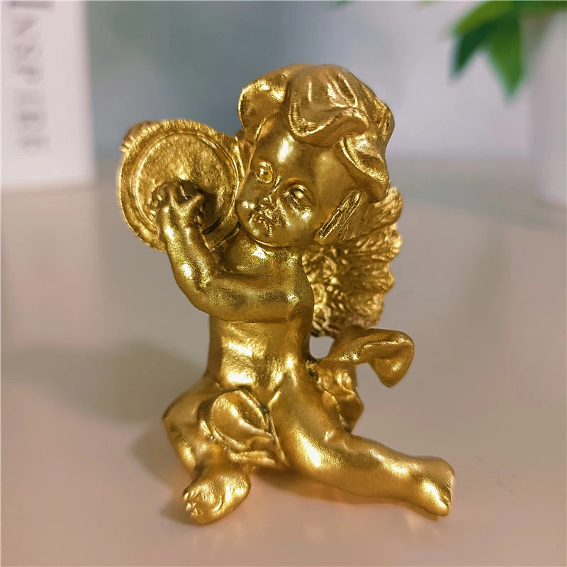Elegant Gold Resin Fairy Angel Figurine - Charming Music-Themed Statue for Home and Wedding Décor