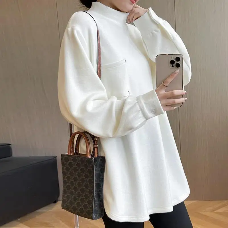 

Corduroy thickened long sleeve t-shirt in autumn warm base shirt with and winter black