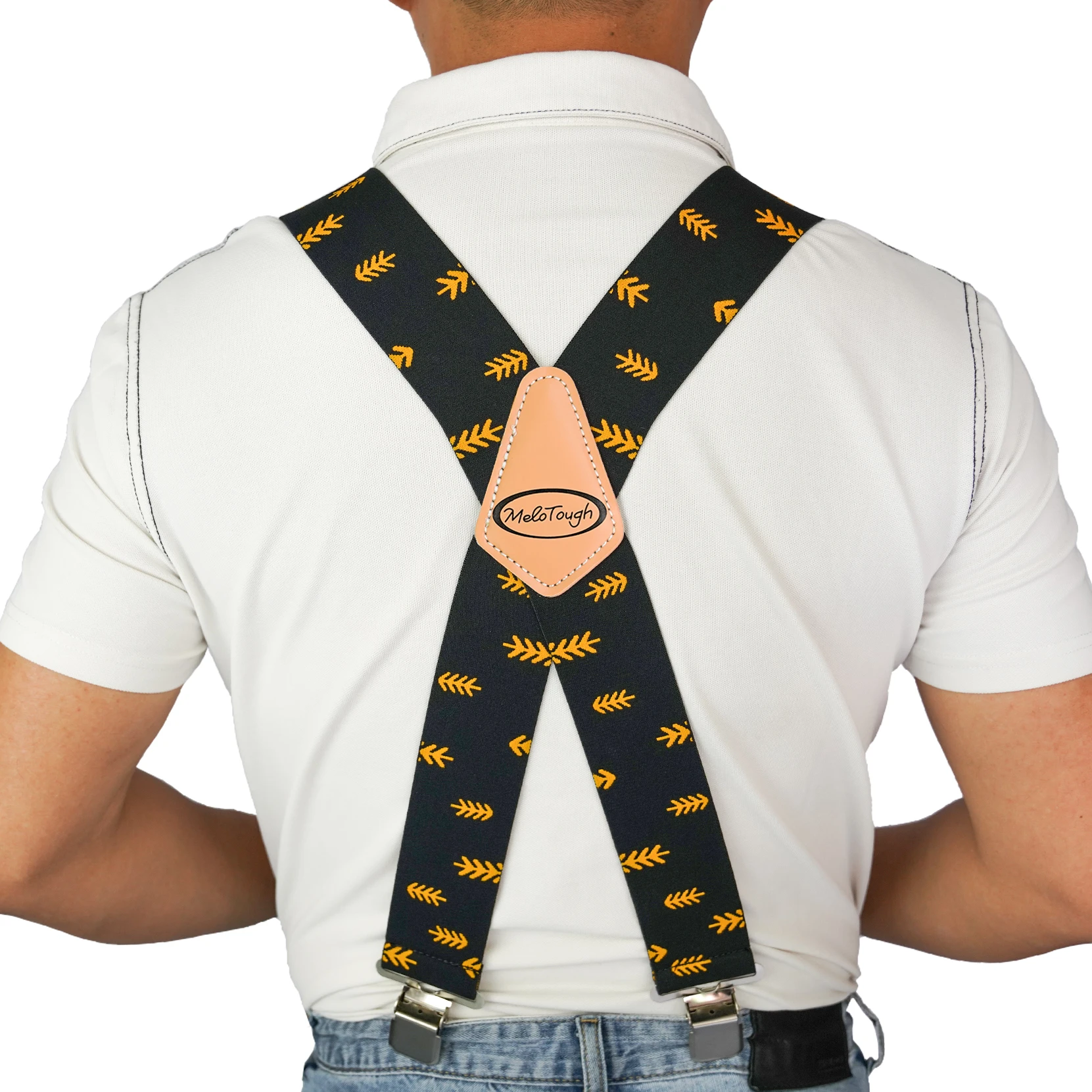Mens Suspenders 2" Wide Adjustable and Elastic Braces X Shape with Very Strong Clips - Heavy Duty tape measure suspenders formen