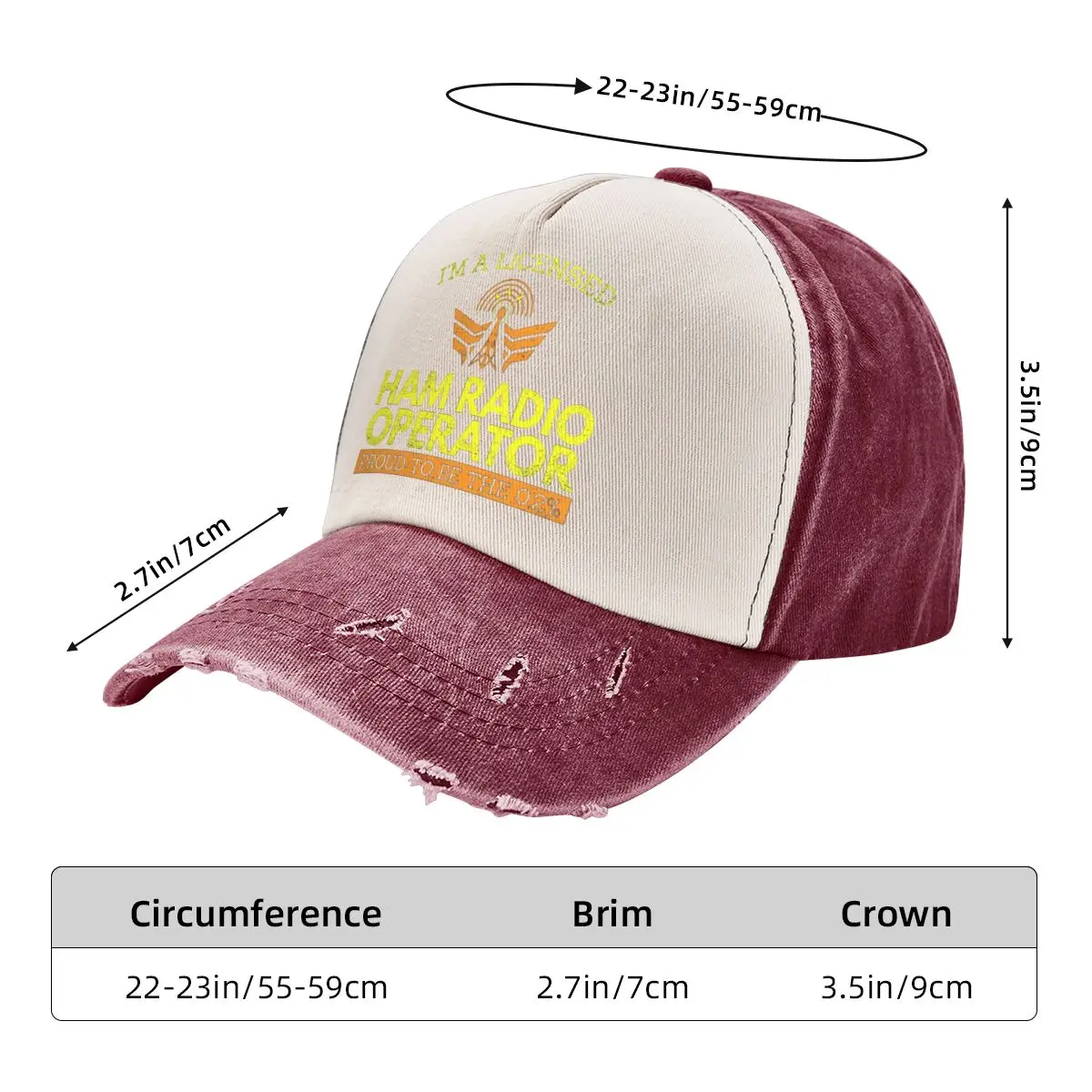 Licensed Ham Radio Operator Baseball Cap Accessories Casual Distressed Cotton Headwear Unisex