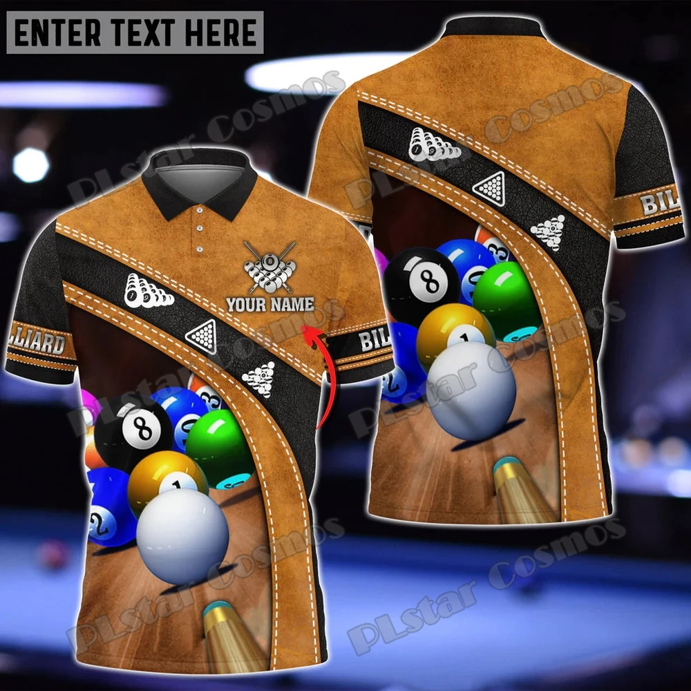 Billard braun personal isierter Name 3d gedruckt Herren Polos hirt Sommer Straße lässig T-Shirt Shirt Geschenk für Billards pieler wk58 – Detail 11