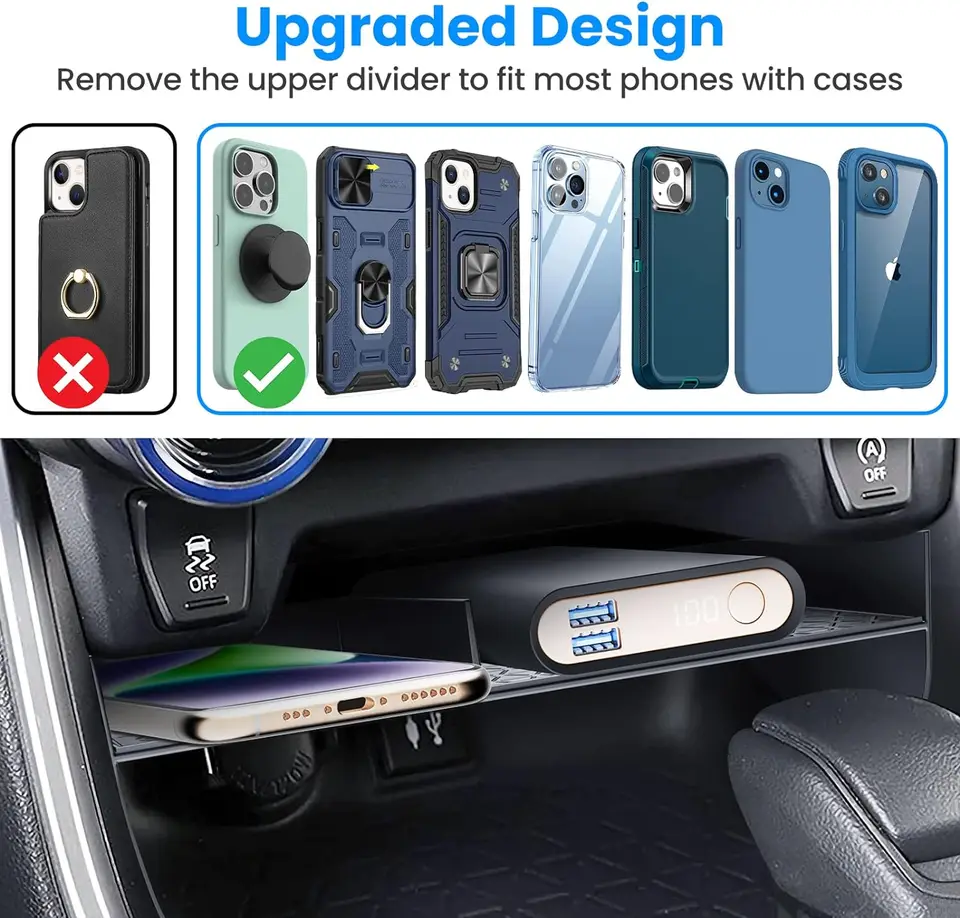 Karltys Dashboard Center Console Organizer, Behind Screen Storage Box For Phones Keys Sunglass Card, RAV4 Dash Organizer Non-Slip Liners For Toyota RAV4 2019-2025 Accessories (NO For RAV4 Limited - Foto 8