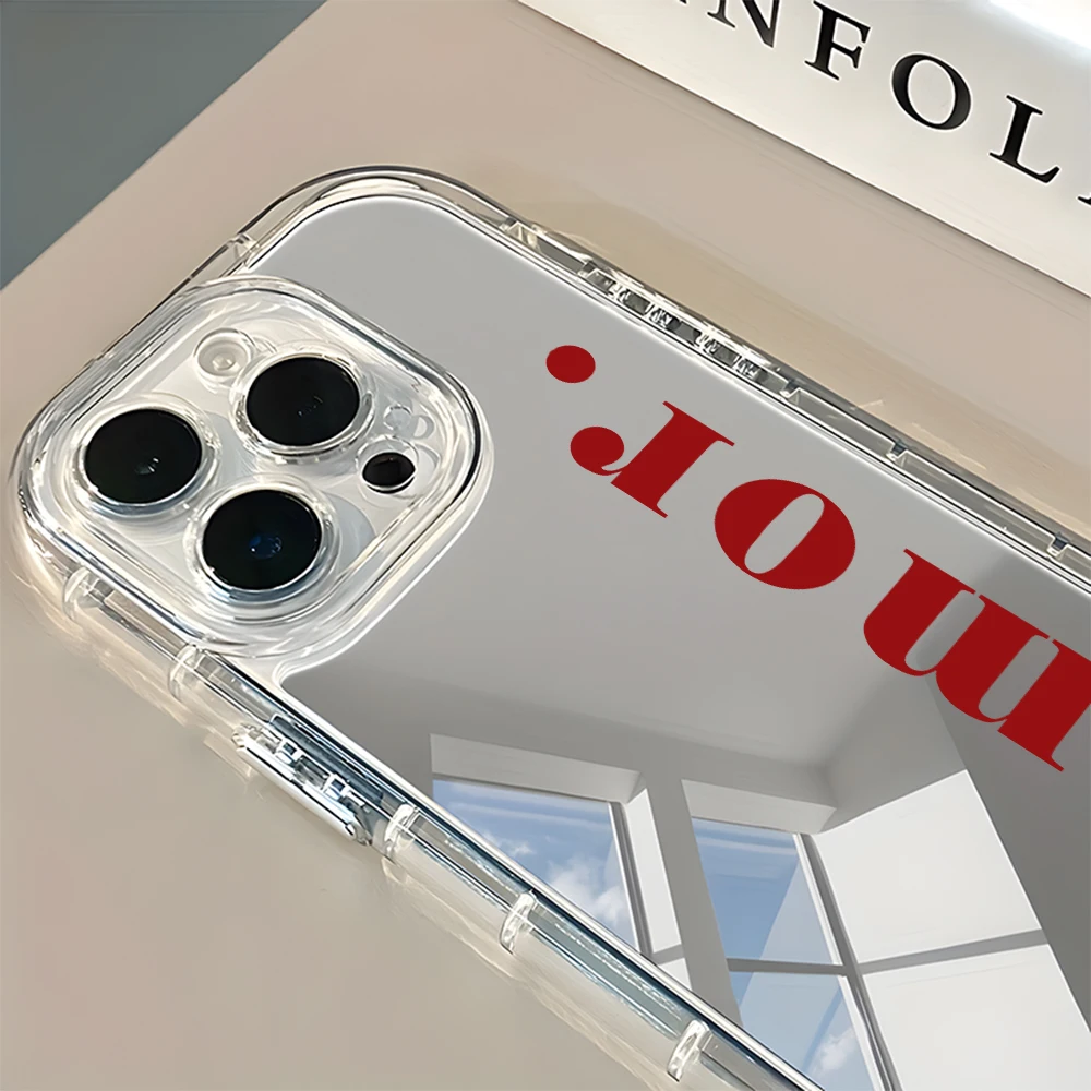 Romantic Text Back Mirror Phone Case - Shockproof Soft Cover