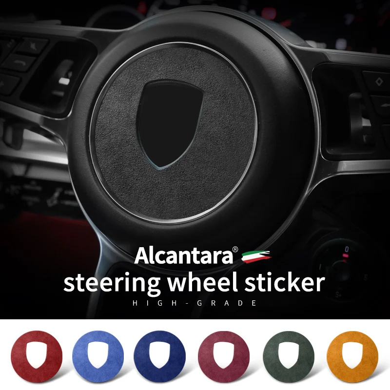

Steering Wheel Cover Sticker For Porsche Cayenne Latest 911 718 Car Panel Trim Frame Made of Alcantara Auto Interior Accessories