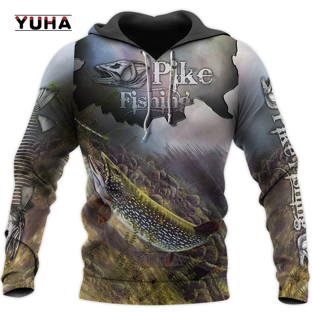 y2kNew Trout-Salmon Fishing Camo 3D Printed Autumn Men Hoodies