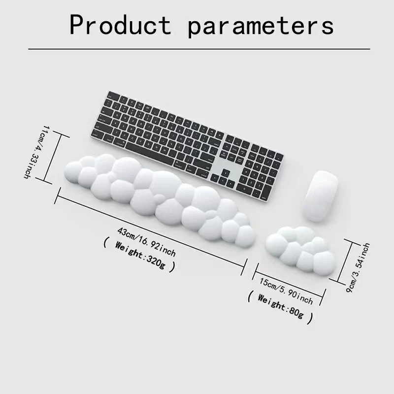 Cloud Mouse Pad Keyboard Wrist Rest PU High Density Memory Foam Cute Palm Rest with Non-Slip Base for home office mouse pad wrist pad