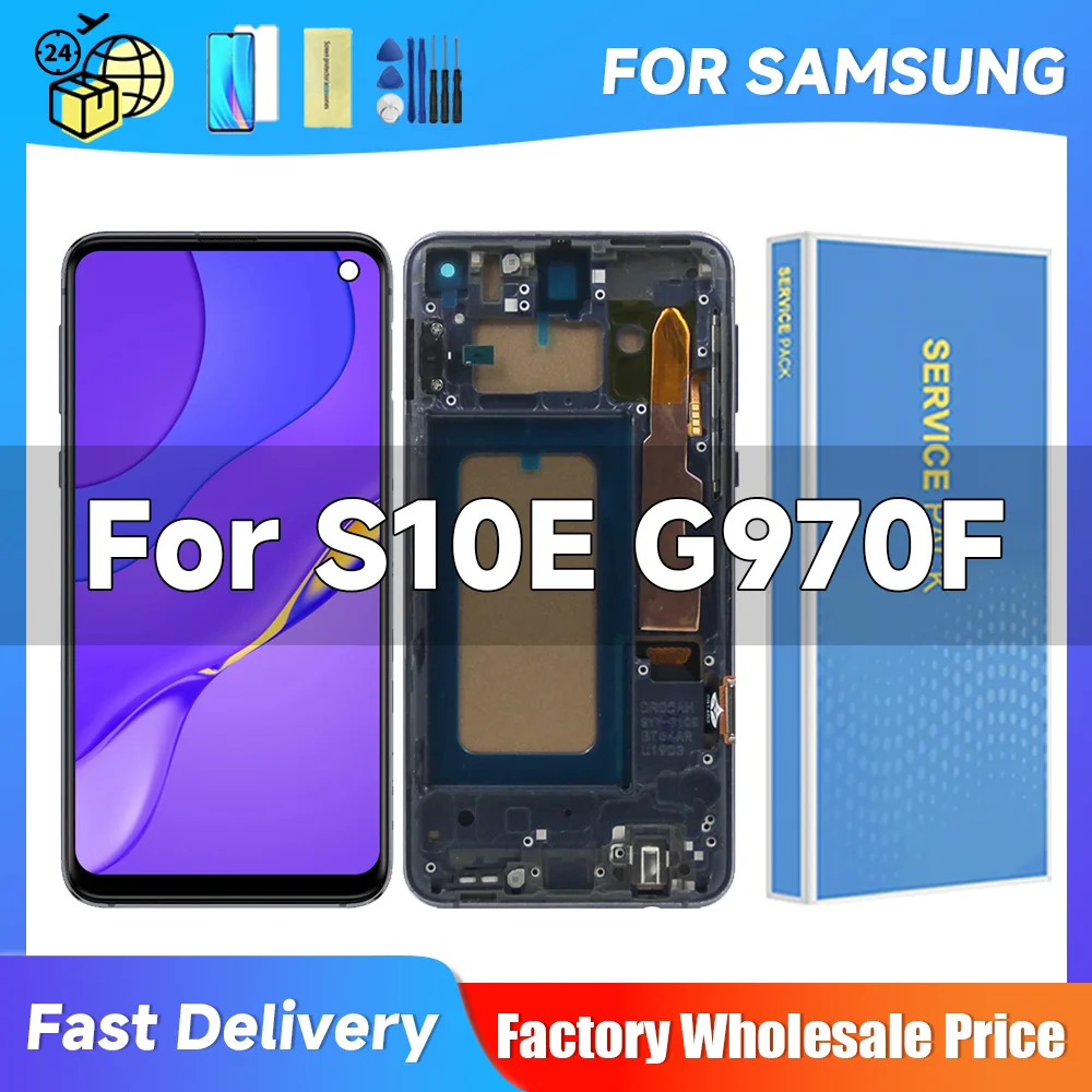 프레임 TFT 포함 삼성 S10e G970 G970F/DS G970U SM-G9700 LCD 터치 스크린 디스플레이 디지타이저 S10e 인셀 수리 부품