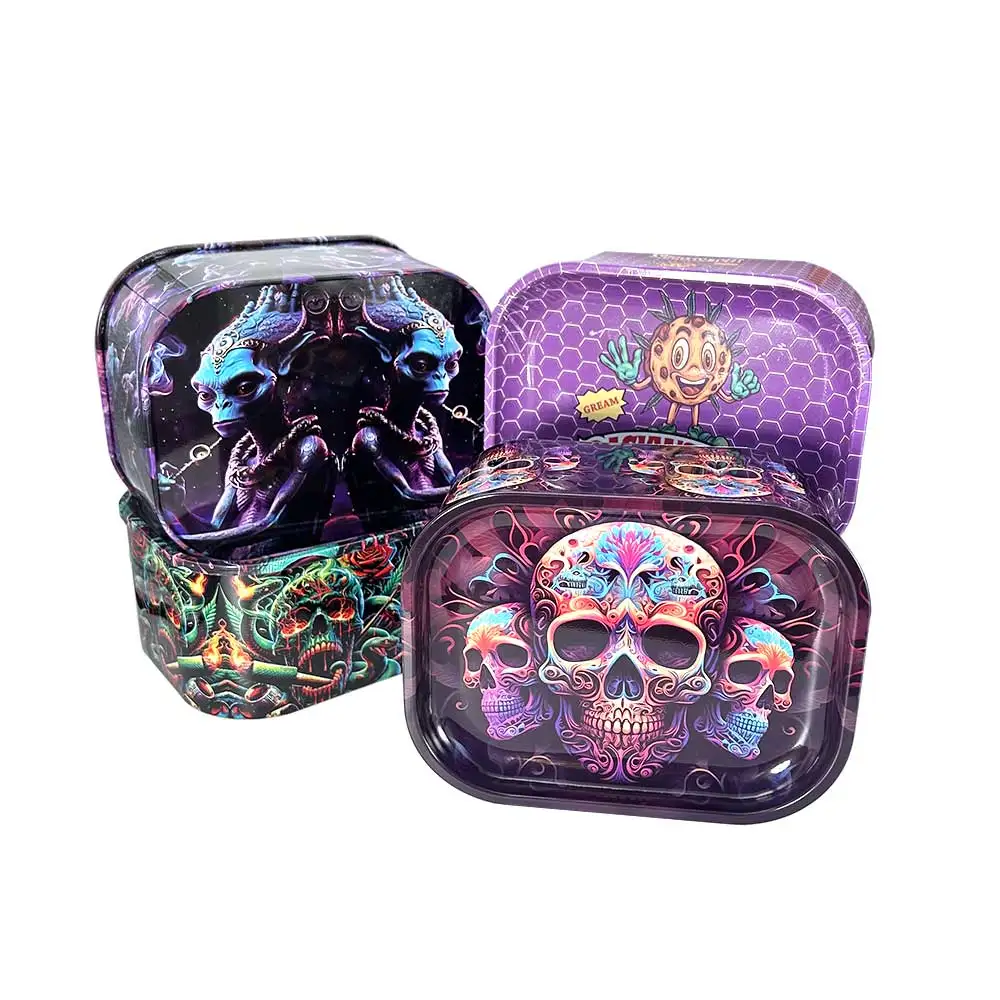 Portable Trendy Cool Metal Cigarette Storage Box, 18x14cm