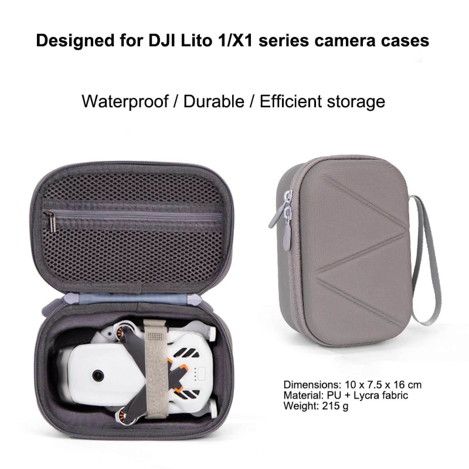 DJI Lito 1 / X1용 휴대용 케이스, 하드 쉘 PU 방수 보관 가방 끈이 있는 휴대용 여행용 보호 커버