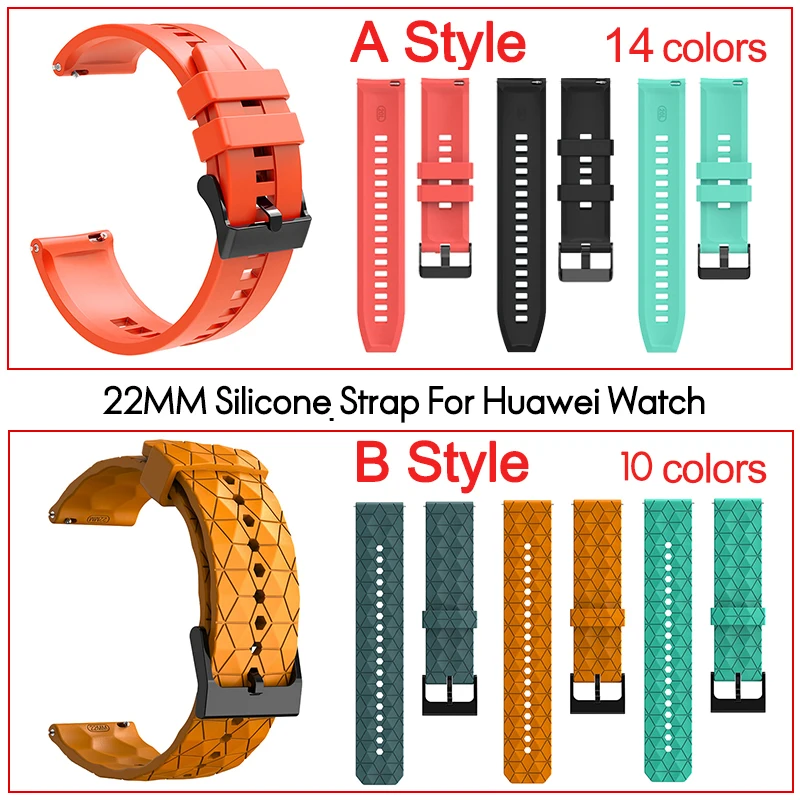 22mm strap Huawei GT 2 3 4 46mm WristStrap Huawei Watch3 GT4 GT2 Pro GT2e Magic2 Silicone Bracelet Football Pattern Band silicone watch band