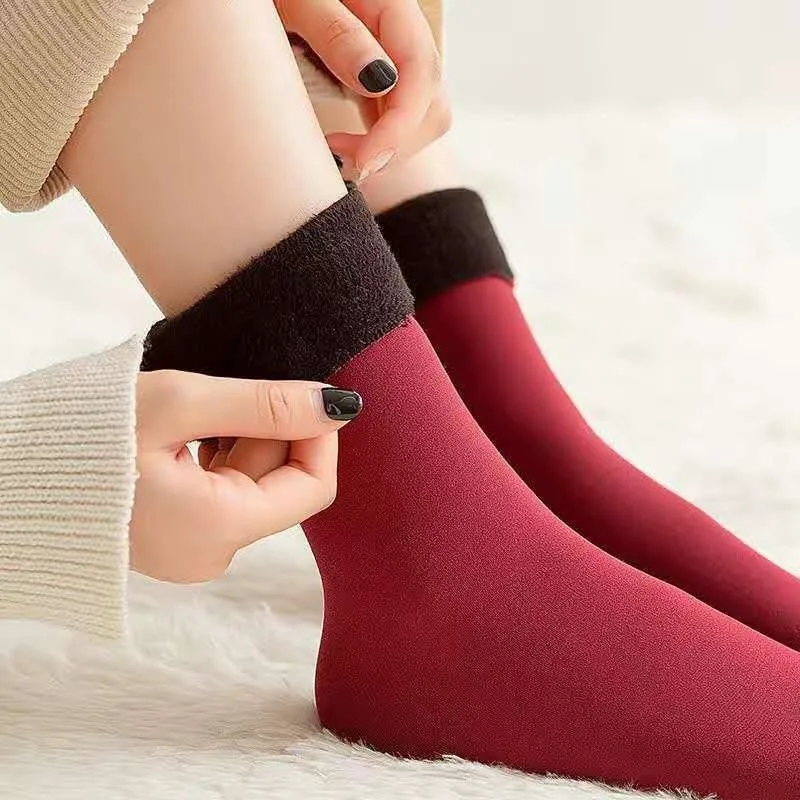 1/3pairs Winter Velvet Warm Socks for Women Solid Nylon Thicken Thermal Socks for Unisex Seamless Soft Boots Floor Sleeping Sock