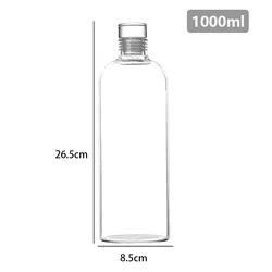 Large Capacity Glass Water Bottle with Time Marker - Portable and Transparent - 300-1000ml (1000ml)