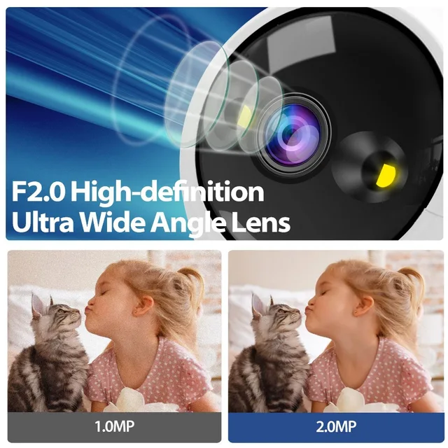 Dual Screen Camera: One Click Call, 4K 6MP WiFi Camera with AI Human Detection, Color Night Vision CCTV Video Surveillance 4