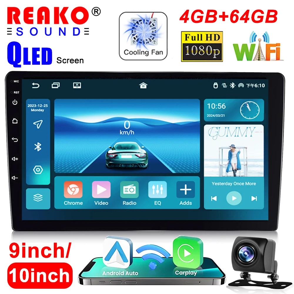 

REAKOSOUND 2 Din 9/10 4+64G Android Car Multimedia Player GPS Navigation BT Car Audio Wifi USB MirrorLink Car Audio Radio Stereo