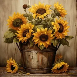 Sunflower Diamond Painting Kit - DIY Full Diamond Art Set - 40*40cm (WHITE)