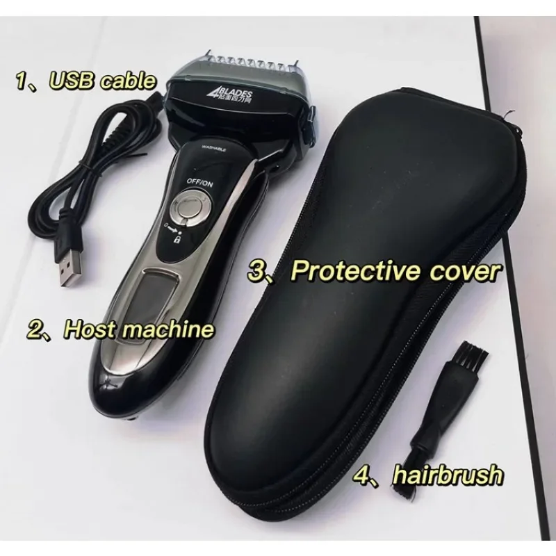 Rechargeable Cordless Shaver For Men KM-5568 With LCD  Blade Reciprocating  Razor  Face Washer And Nose Hair Trimmer 2