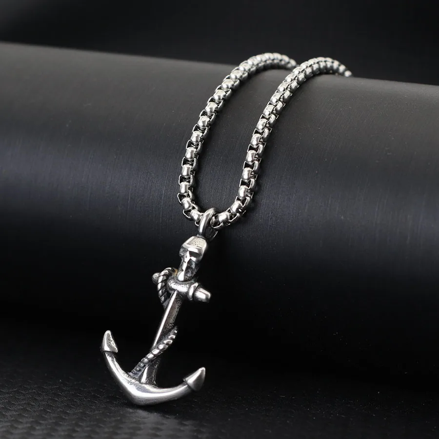 Stainless Steel Anchor Skull Necklace for Men