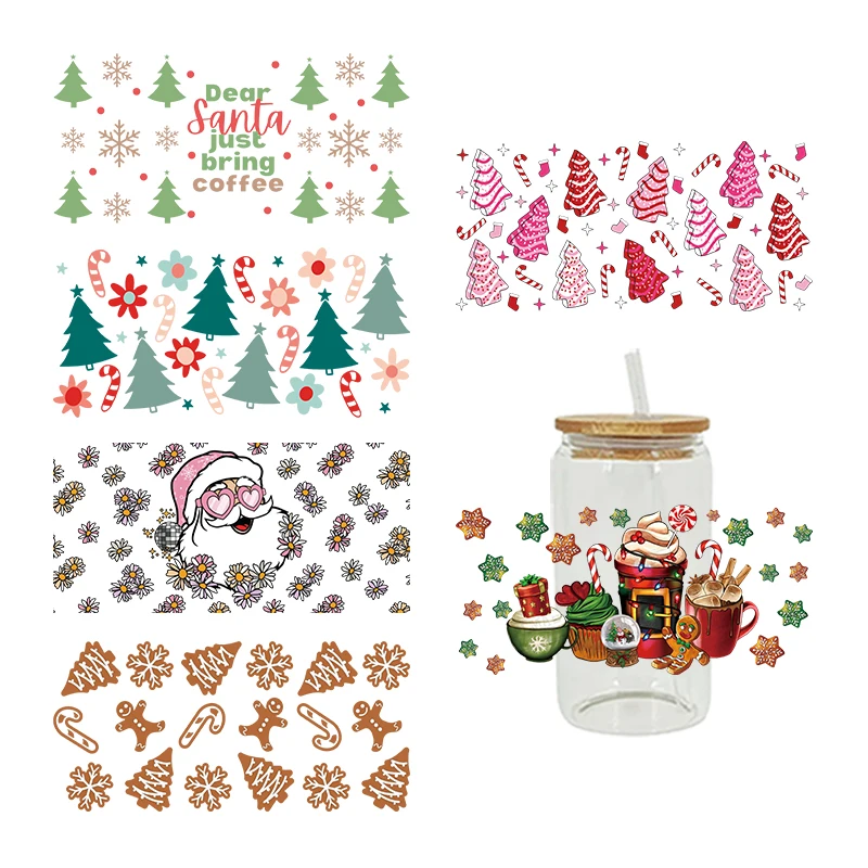 3D UV DTF Transfers Stickers 16oz Cup Wraps Merry Christmas Printed For DIY Glass Ceramic Metal Leather Etc D7954 dtf transfer sticker