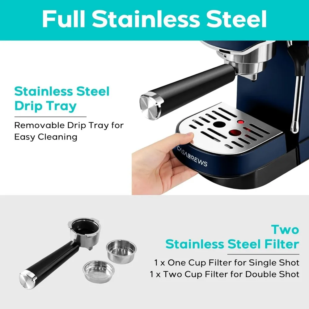 Espresso Machine 20 Bar Professional Espresso Maker Milk Frother Steam Wand Coffee Machine