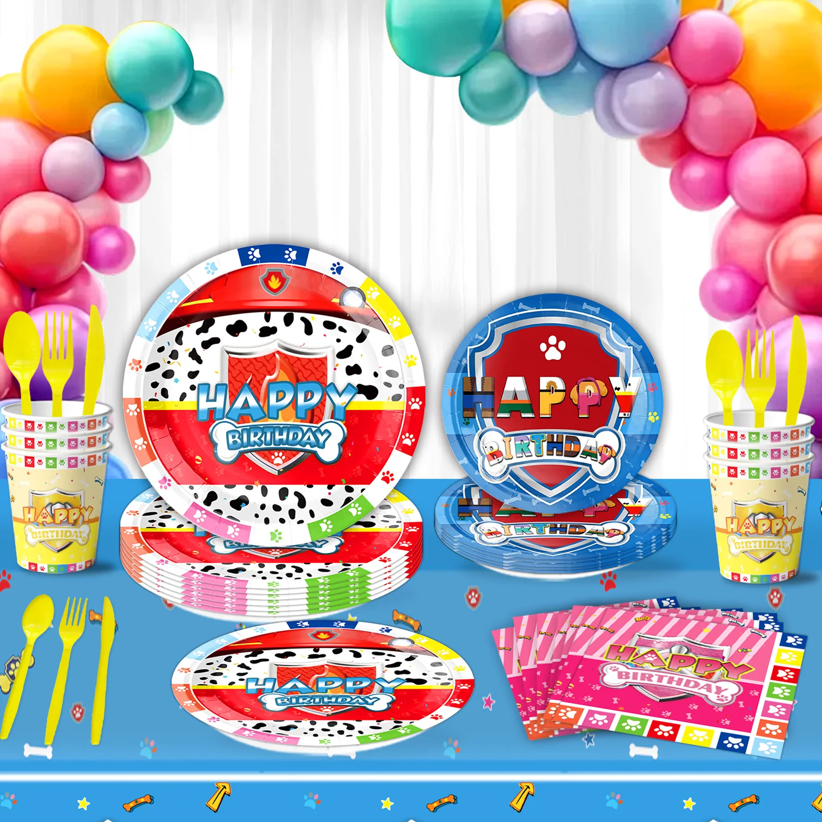 thumbnail image 4 of Nueva vajilla de Paw Patrol, decoraciones para cumpleaños, vasos, platos, manteles para niños, niñas, suministros para fiestas de baby shower, juguetes de regalo, 4 of 5