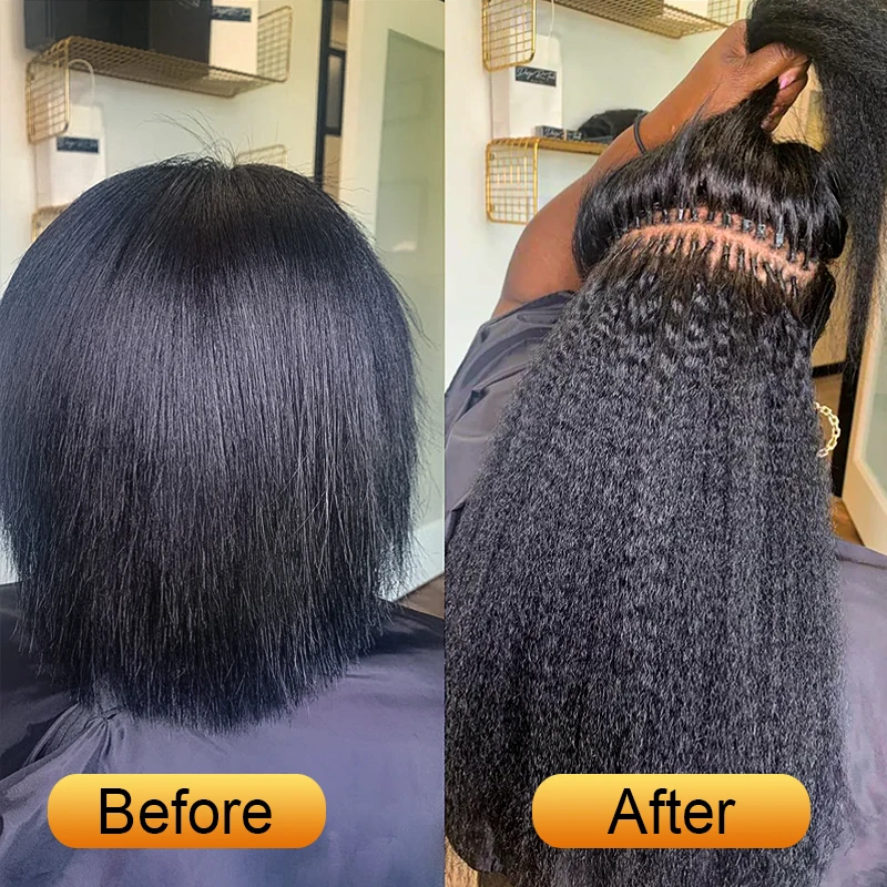 Hair Extensions Kinky Straight I Tip in Human Hair Extensions Peruvian Natural Black I Tips Hair Extension Microlinks For Black Women hair extensions