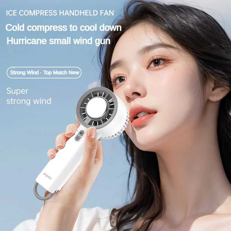 Handheld Ice Compress Fan USB  Rechargeable Semiconductor Refrigeration Portable Small Charging Turbo Mini Fan Air Conditioner 2