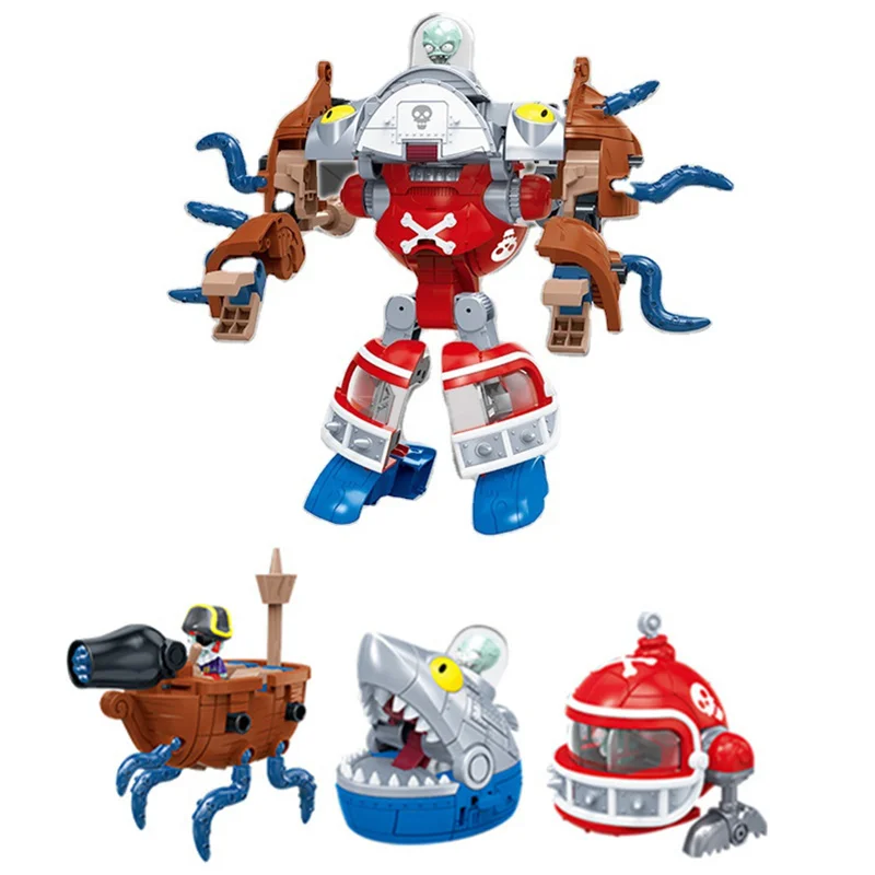 

New Creativity Funny 5 in 1 Monster Deformation BOSS Robot Action Figure Model Toys Kids Birthday Game Education Toy Gifts Set