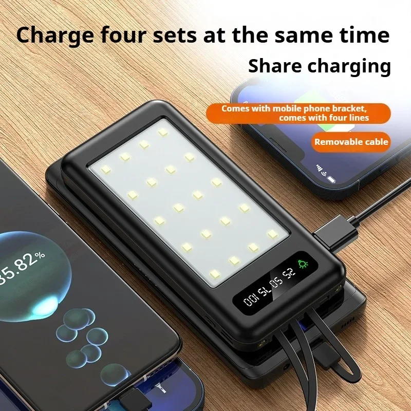 15W Fast Charging 20000mAh Power Bank Built Cables Usb Ports Charger Powerbank Emergency Power Supply for Iphone with Led Light 3