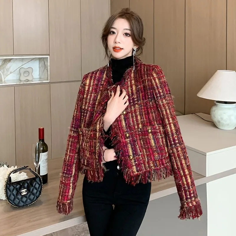 High-Grade Single-breasted Women Jacket Fashion Female Tassel Edge Short Temperamental Outwear Casual Loose Plus Cotton Outcoat
