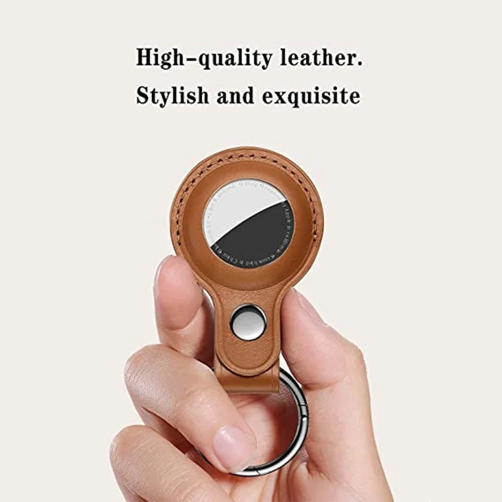 Leather Keychain for Apple Airtags Case Protective Cover Bumper Shell Tracker Accessories Anti-scratch Air Tag Key Ring Holder for silicone airtag case smart tag case airtag case airtag keychain