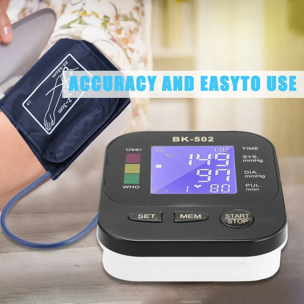 Electric Blood Pressure Monitor Electric Tonometer Arm Blood Pressure Monitor Digital Heart Beat Rate Pulse Meter Backlight Automatic Home Blood Pressure Meter