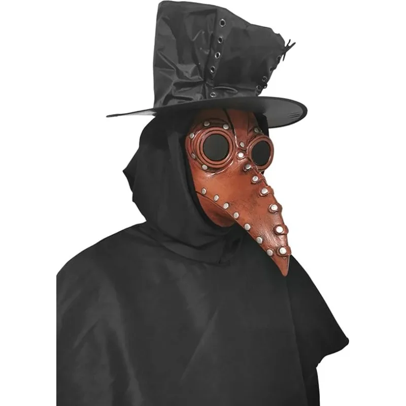 Halloween Cloak Plague Doctor Mask Costume Retro Steampunk Raven Mask Bird Full Face Latex Prank Cosplay Raven Performance halloween mask face mask 3d face masks masquerade mask horror mask halloween cape