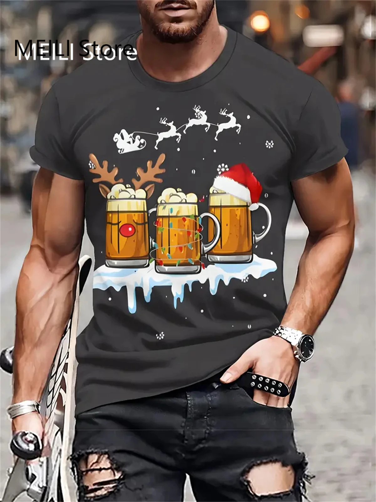 3D Printed T-Shirts Christmas Men's