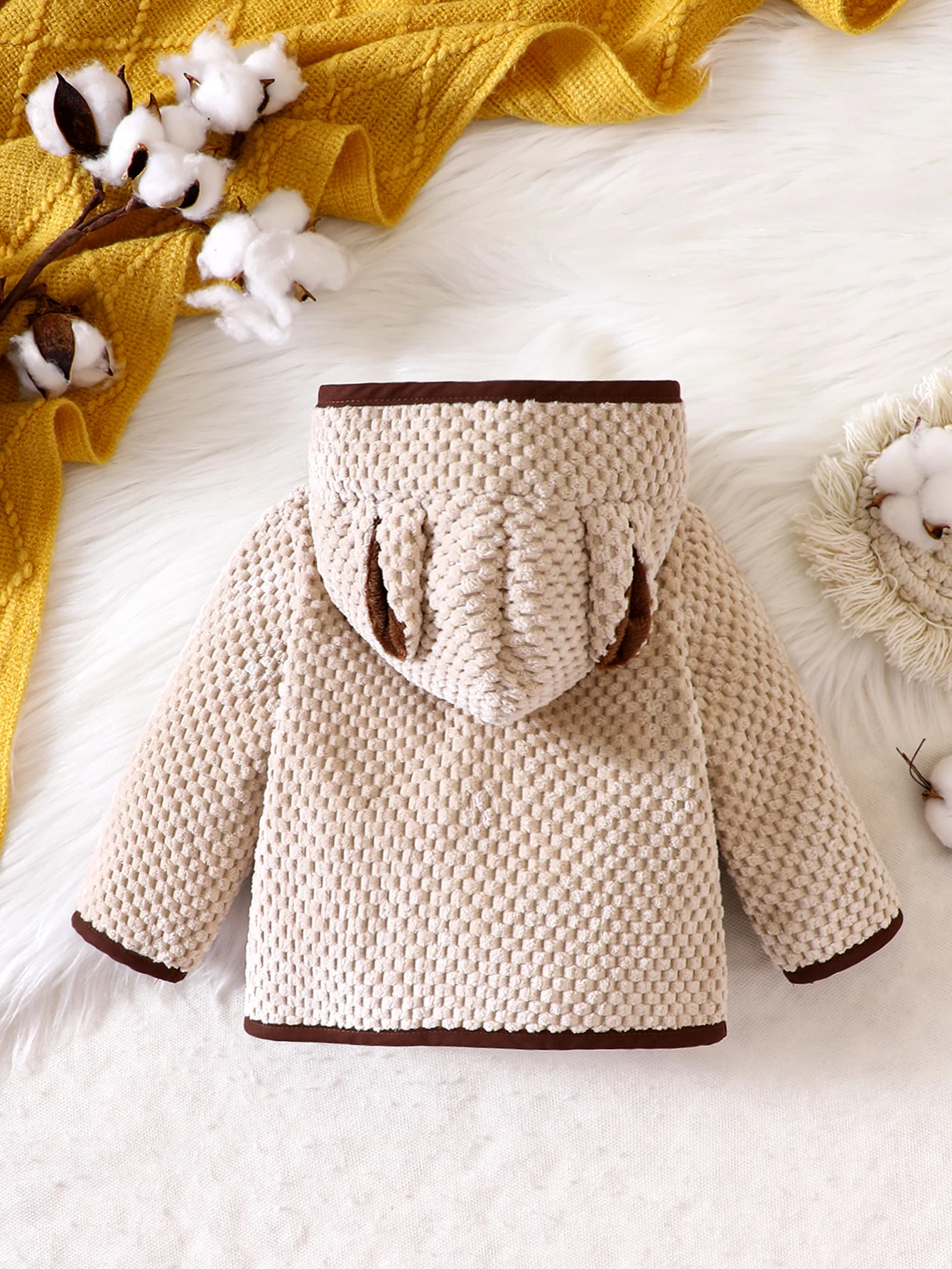 Spring And Autumn Season Girls And Boys Round Neck Hooded Long Sleeve Button Coat Fashion Warm Infant Toddler