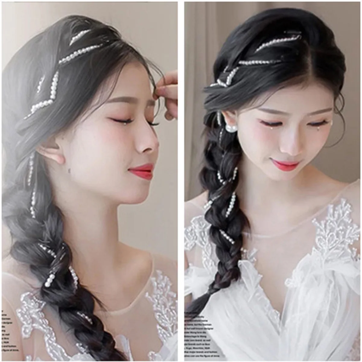 Long Tassel Hair Clip Pearl Butterfly Hair Wedding Party Headwear for Women 