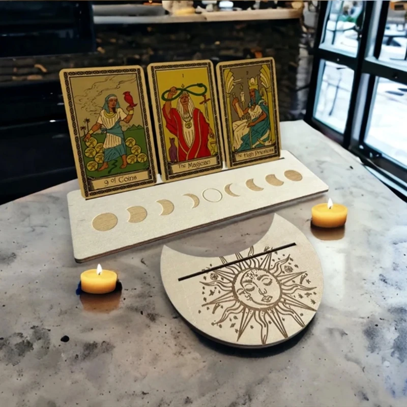 Set Di 2 Porta Carte Dei Tarocchi In Legno A Forma Di Luna Rettangolare Per La Decorazione Dellaltare 86241249