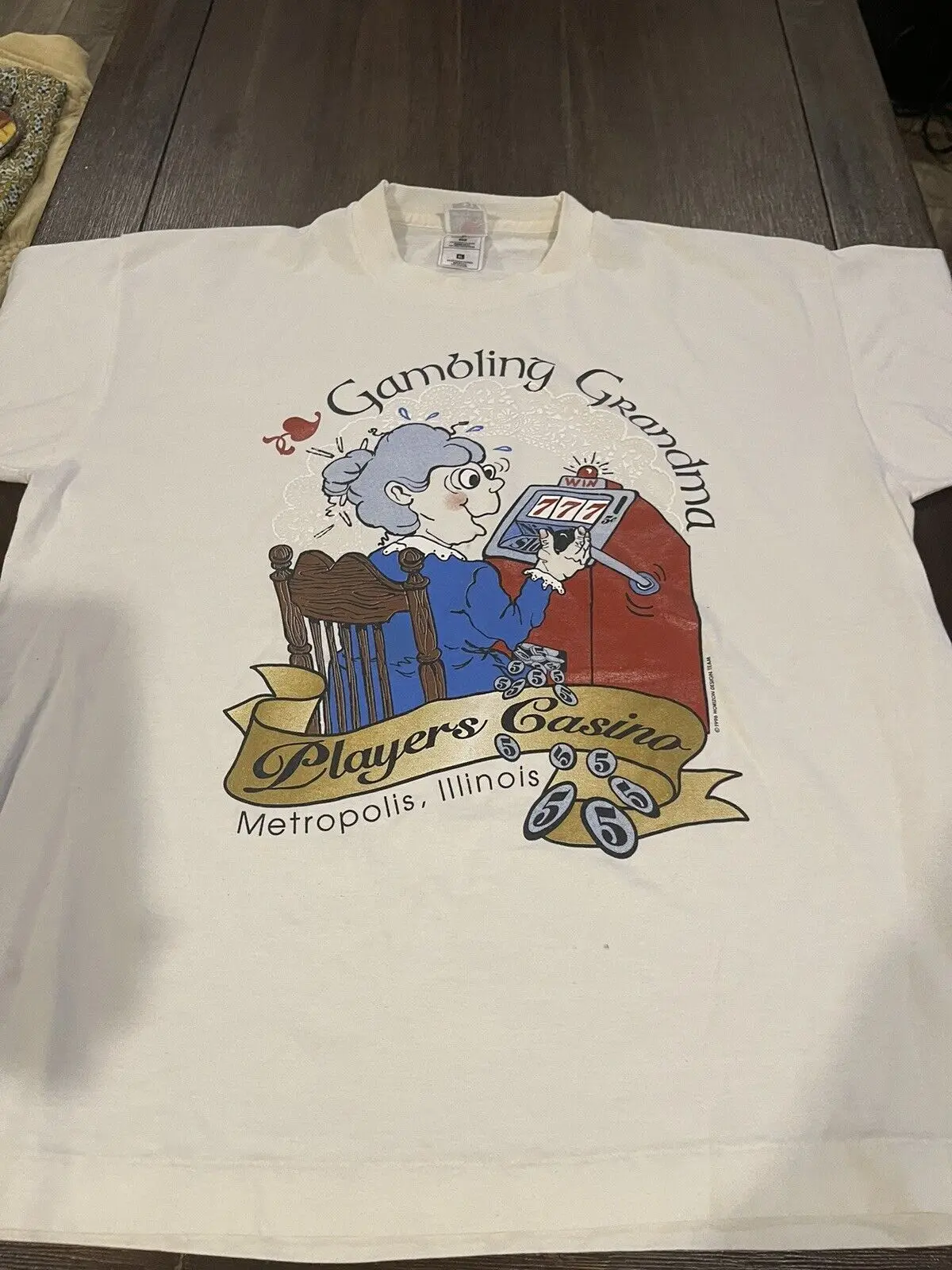 Vintage Gambling Granny 1996 Casino Slot Mens Humor Funny T Shirt Xl