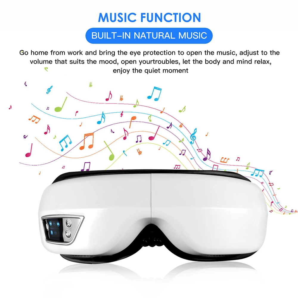 Eye Massager 6D Smart Airbag Vibration Eye Care Music Mask Hot Compress Wireless Massage Anti-Winkle eye massager