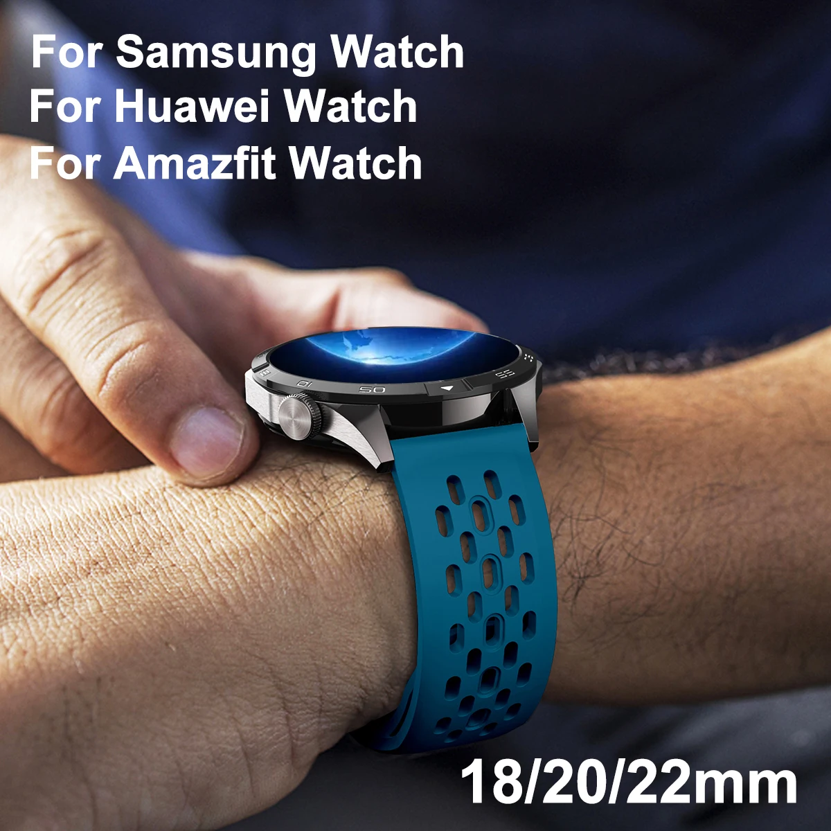 삼성 갤럭시 시계 7 FE 6 5 4 용 18mm 20mm 22mm 구멍 실리콘 밴드 Garmin Vivoactive4 용 Huawei GT5 4 3 GT2 pro 팔찌