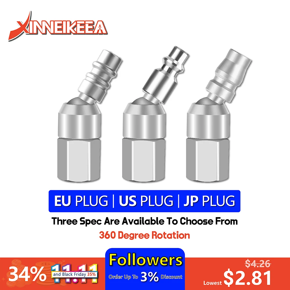 

New 360° Rotating Quick Plug G1/4 JP EU PLUG Universal Pneumatic Tools Connector US PLUG Female Push In Connector