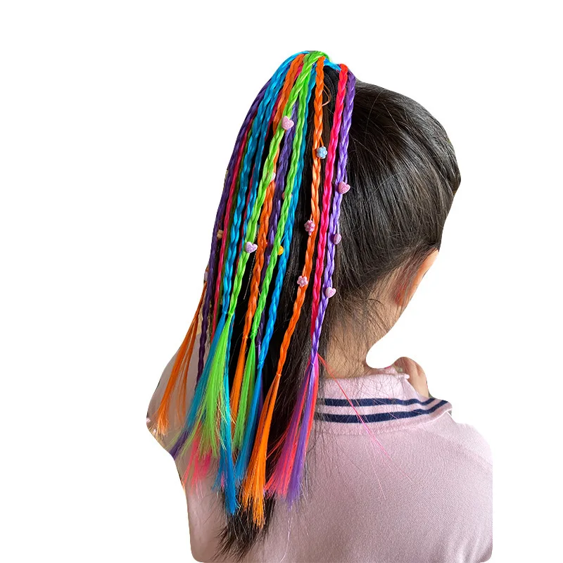 New Girls Colorful Wigs Ponytail Headbands Rubber Bands Beauty Hair Bands Headwear Kids Hair Accessories Head Band Hair Ornament