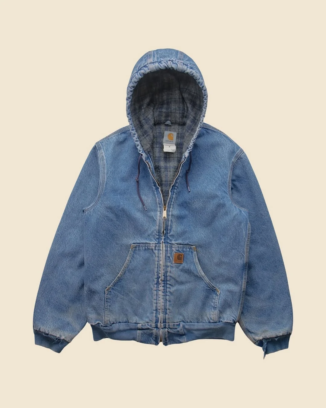 American street style loose denim canvas jacket washed old cleanfit retro simple hooded workwear cardigan casual daily jacket 2