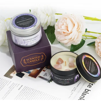 Soybean Wax Scented Candle Accompanied By Hand Gift Yoga Meditation Energy Crystal Scented Candle