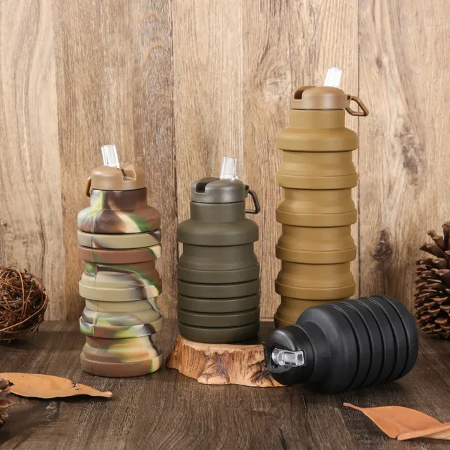 Platinum Silicone Sport Outdoor Folding Water Cup Creative Sipper Cover Retractable Cup Water Bottle Cross-Border 2