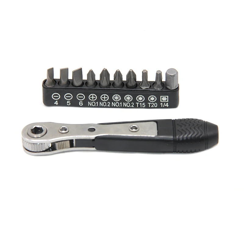 Double Head 36 Tooth Mini Ratchet Screwdriver Forward Reverse Wrench Cross Shaped Flat Screw Bits Repair Kit