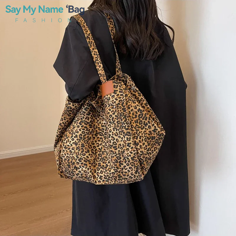 Fashion Large Capacity 2025 Winter New Luxury Handbags Leopard Pattern Tote School Work Shopping Bag Retro Canvas Shoulder Bag