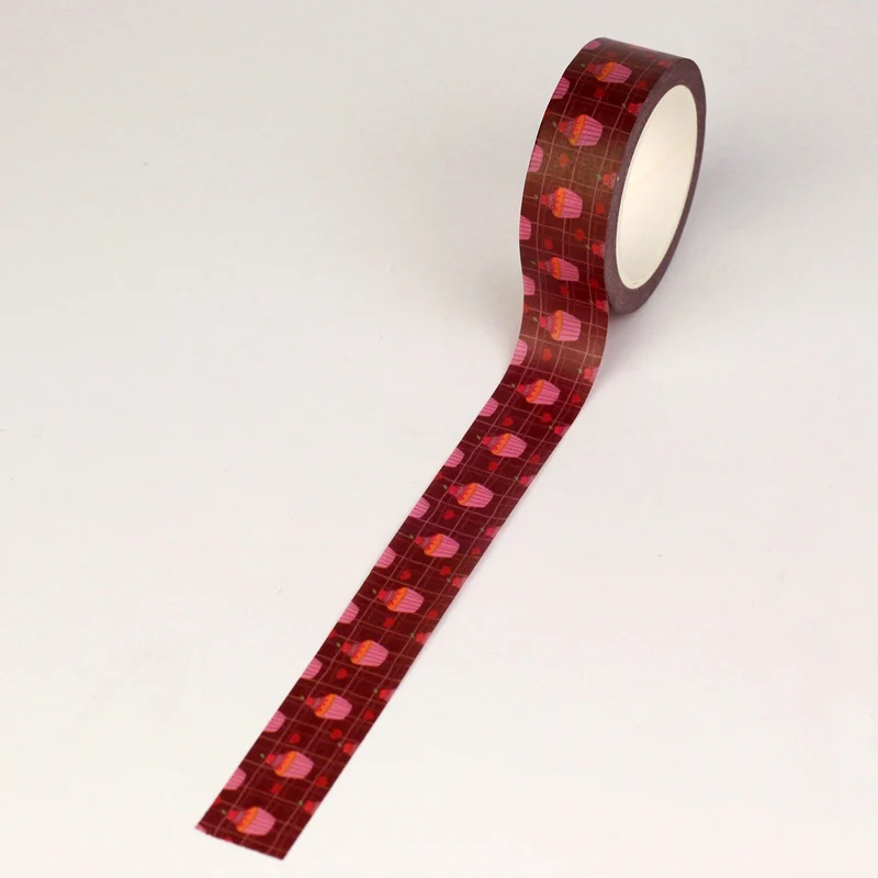 대량 10개/세트 데코 보르도 컵케이크 발렌타인 그리드 와시 테이프 스크랩북킹 저널용 접착 마스킹 테이프 귀여운 문구류